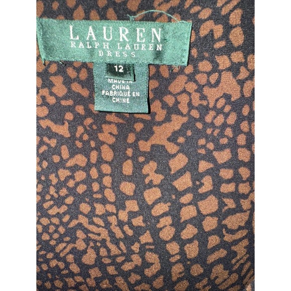Ralph Lauren Woman's Stretch 3/4 Sleeve Dress SZ 12 V Neck Animal Print Holiday - Picture 3 of 8